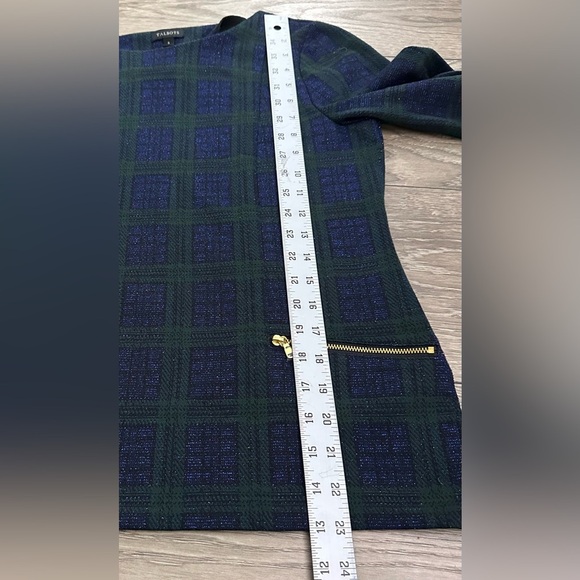 🎄Talbots Navy & Green Tartan Plaid Blouse with Metallic Gold Accents 🎄 - Picture 9 of 12